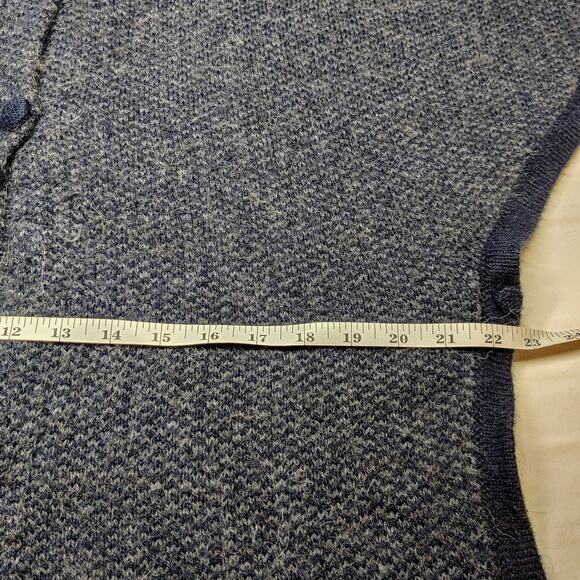 Vtg 70s Peruvian Alpaca Wool Knit Poncho Cape Sweater Cardigan Navy Blue OS - Picture 8 of 9